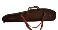 Funda acolchada para rifle montado con visor en piel vaqueta. Asas tipo mochila 120 cm