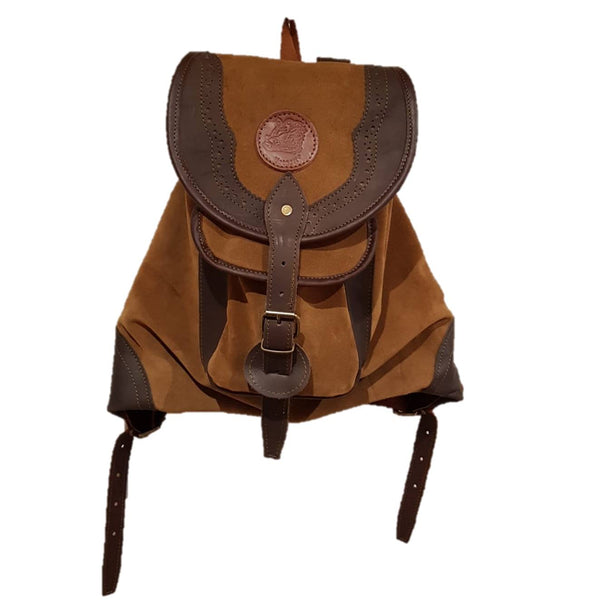 Zurrón serraje con refuerzos en cuero