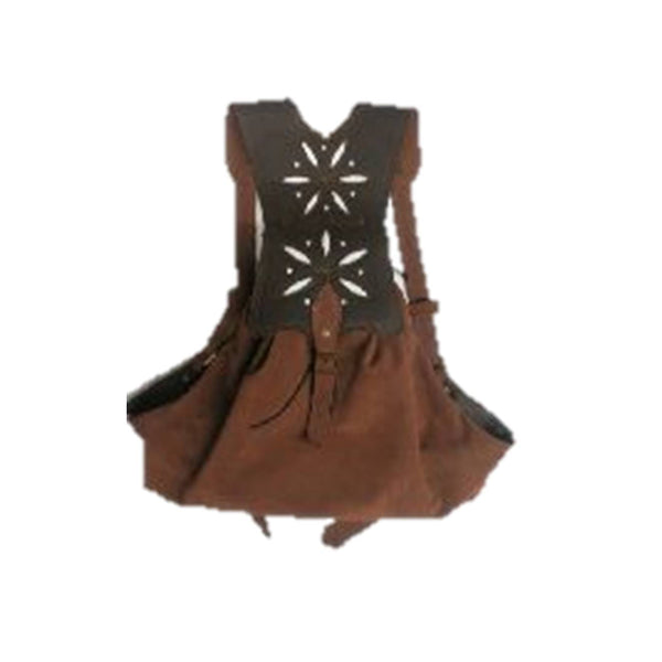 zurrón en serraje con doble flor, fabricado artesanalmente