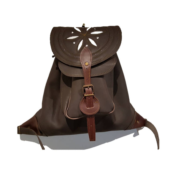 Zurrón montería de piel solapa diseño flor