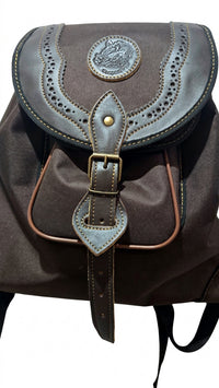 Zurron cordura marrón con refuerzos en piel