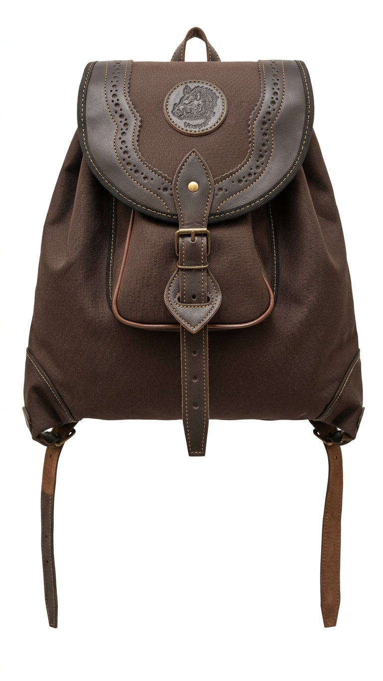 Zurron cordura marrón con refuerzos en piel