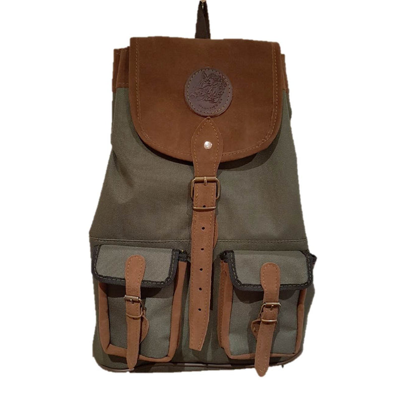 Mochila de caza kaki grande con dos bolsillos frontales