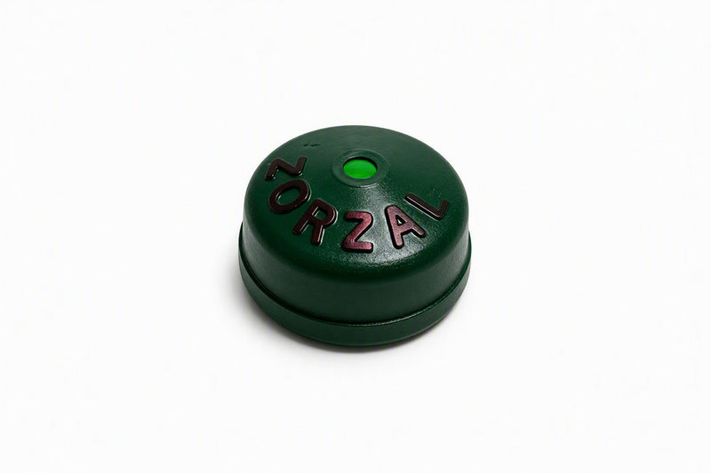 Reclamo bucal artesanal para zorzal tipo boton verde
