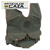 Chaleco porta cartuchos 48 tubos fabricado serraje verde con tapeta