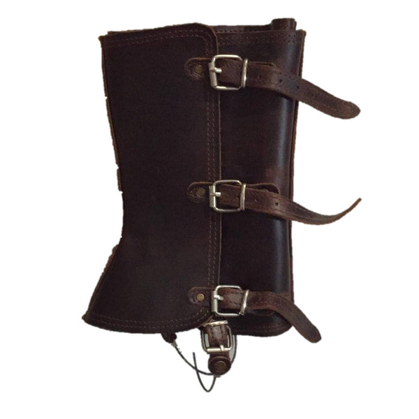 Polaina corta en piel, con tres hebillas