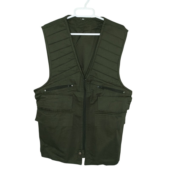 Chaleco para caza con cierre de cremallera y multibolsillos, en color kaki Talla XXL