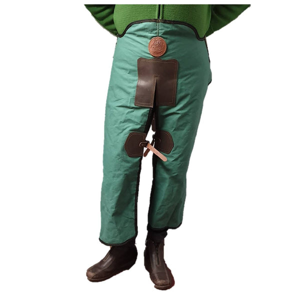 Zahon hombre lona caqui con refuerzos en cuero.