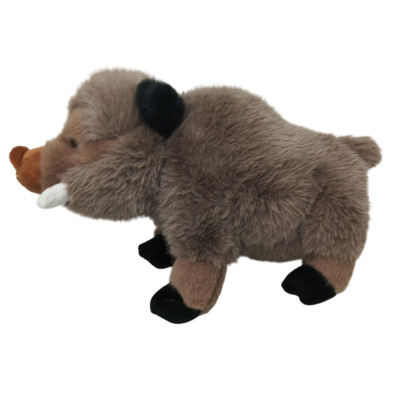 Peluche jabali, tacto suave en tono gris.