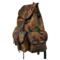 Mochila de caza grande  en lona con 3 bolsillos camuflaje