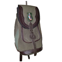 Mochila de caza aireada lona verde,para una jaula  de perdiz