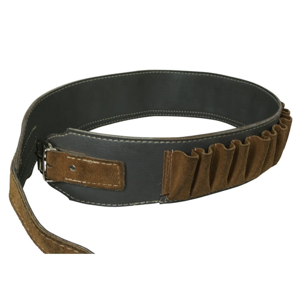 Canana Porta Cartuchos fabricada en polipiel gris y serraje para calibre  20 para 27 cartuchos