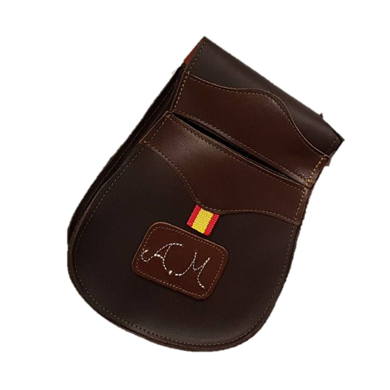 Una bolsa de ojeo-Bolsa portacartuchos en cuero, para llevar en el cinturón, personalizada