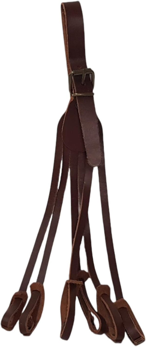 Porta Conejos y Liebres de Cuero Marrón, Correas Múltiples, Artesanal 6 clgadores