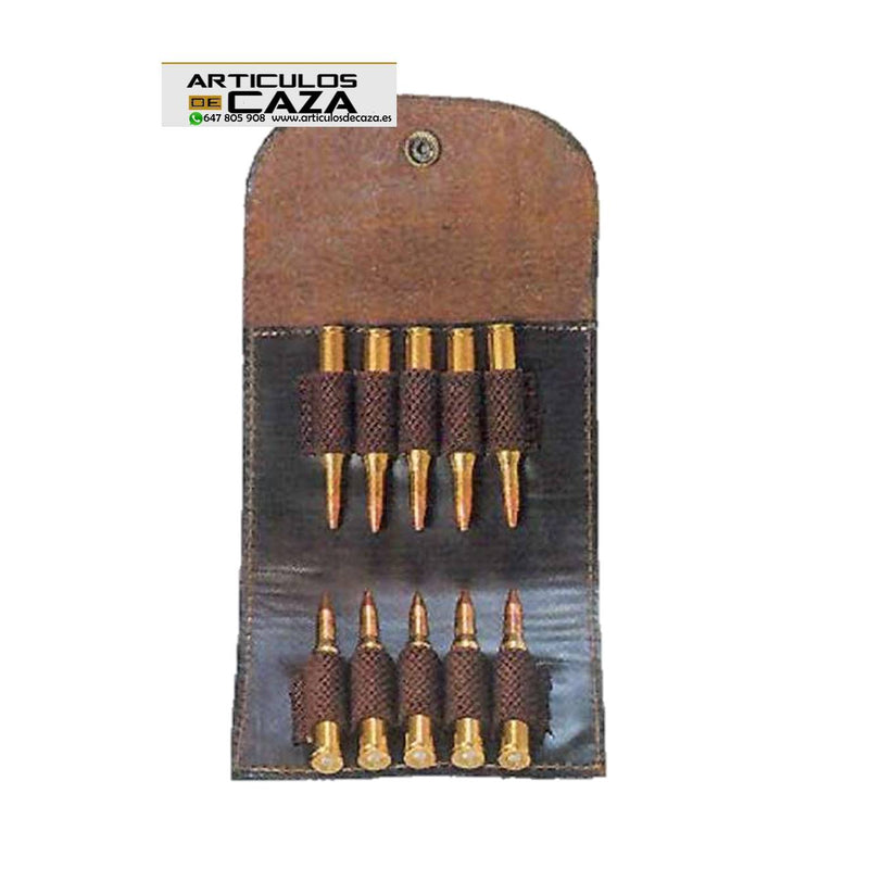 Estuche en cuero para 5 balas + 5 balas