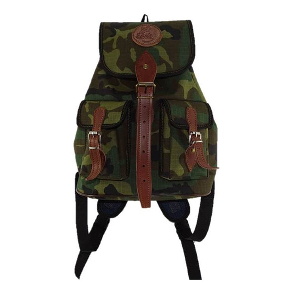 Mochila de caza lona camuflaje pequeña con dos bolsillos