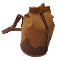 Bolso manual ojeo de caza porta cartuchos en serraje, de cierre de cordon