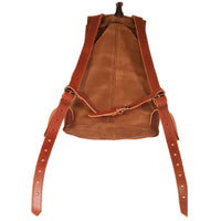 Mochila de caza en serraje y piel, con dos bolsillos frontales