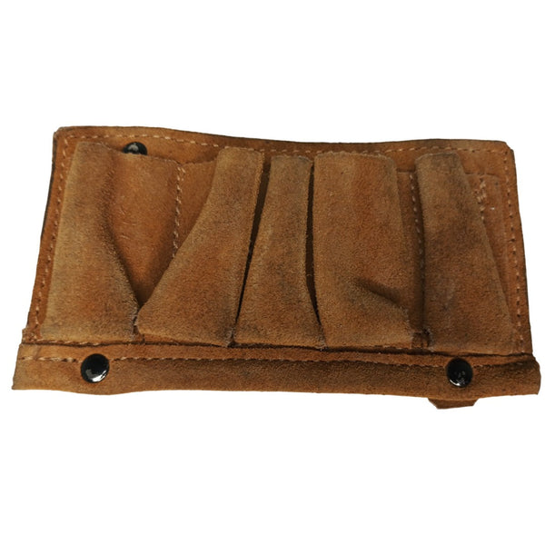 Cananita Porta Cartuchos fabricada en serraje para calibre 12  capacidad 5 cartuchos