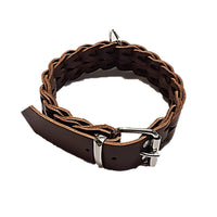 Collar para perro en cuero trenzado 4 cm ancho
