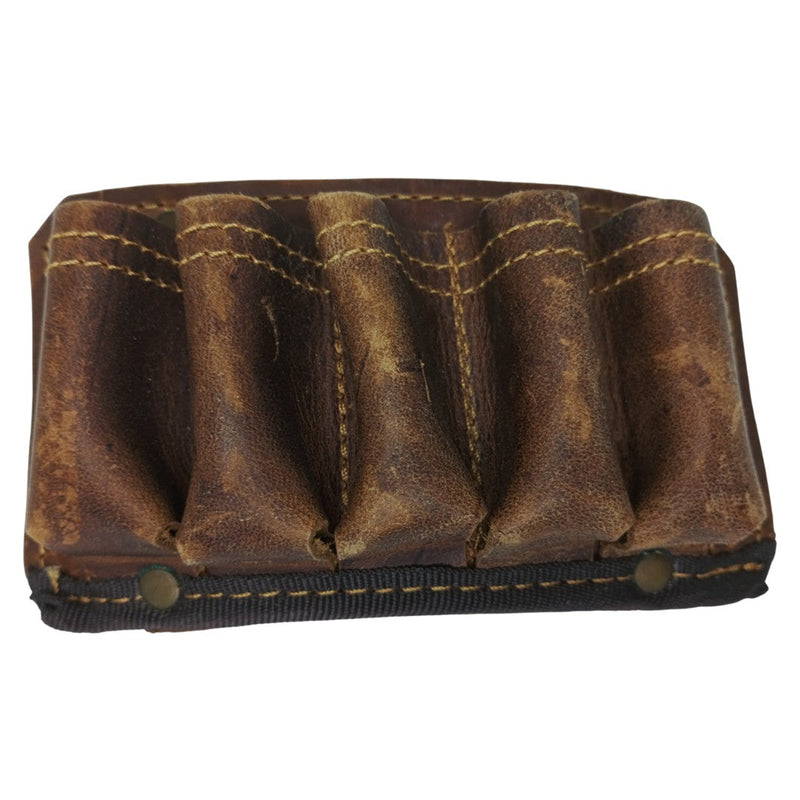 Cananita Porta Cartuchos fabricada en piel para calibre 12  capacidad 5 cartuchos