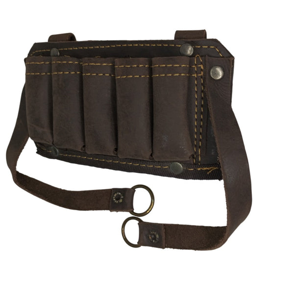 Cananita Porta Cartuchos fabricada en piel para calibre 12  capacidad 5 cartuchos con colgadores