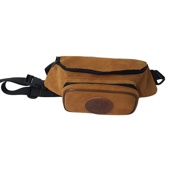 Riñonera fabricada en serraje 2 bolsillos, se acopla muy bien al cuerpo