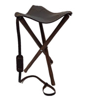 Silla para Cazar, patas de madera y culera de cuero, con correa para el transporte 70cm
