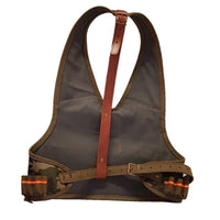 Chaleco porta cartuchos 48 tubos fabricado en lona cordura y refuerzos piel