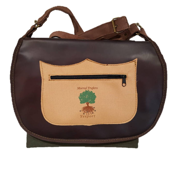 Morral trufero en piel  artesanal diseño trufa