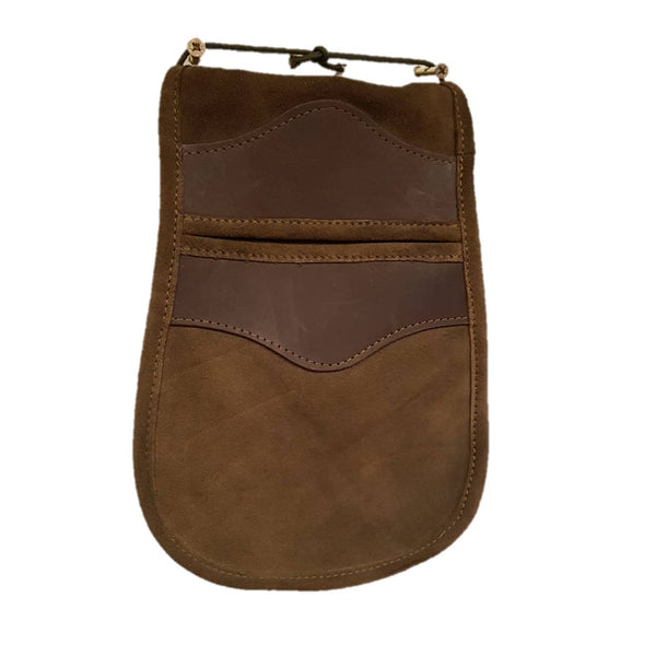 Una bolsa de ojeo-Bolsa portacartuchos en serraje, para llevar en el cinturón