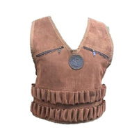 Chaleco porta cartuchos 48 tubos fabricado serraje marrón